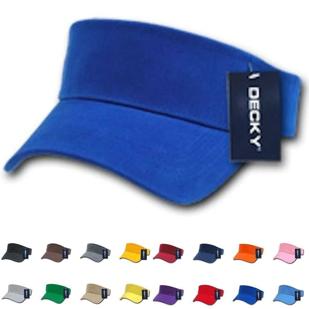 1 Dozen Blank Decky Golf Sports Sun Summer Visors Cotton Wholesale Lots!