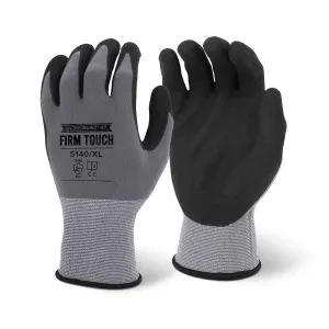 12 Pairs - Firm Touch 15 Gauge Black Sandy Nitrile Grip Work Glove