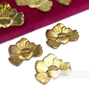 40mm Vintage 1980's Large Embossed Brass Metal Flowers - 6 Pieces