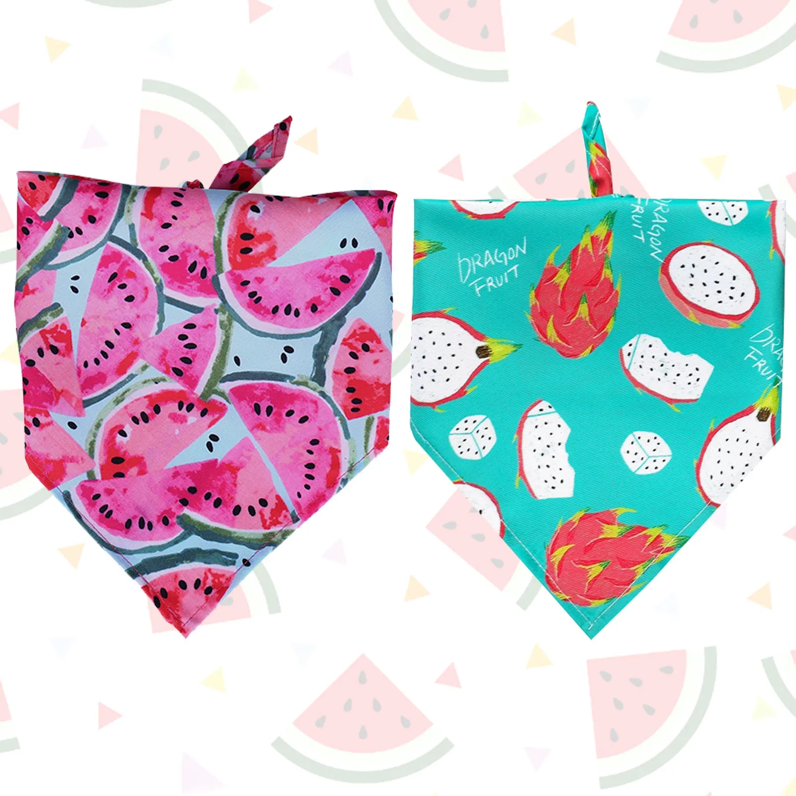 Aiitle 2 Pack Summer Fruit Floral Printed Dog Bandanas