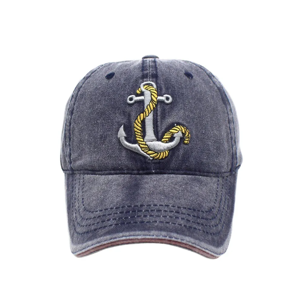 Anchor Embroidery Washed Cotton Baseball Cap Adjustable Dad Hat YZ10136