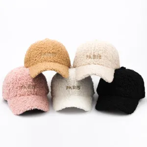 Baseball Cap For Women Paris Letter Hip Hop Cap Faux Mohair Velvet Hat