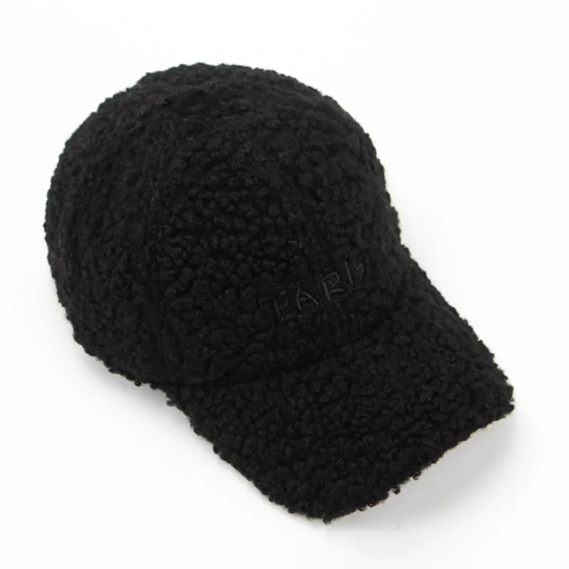 Baseball Cap For Women Paris Letter Hip Hop Cap Faux Mohair Velvet Hat