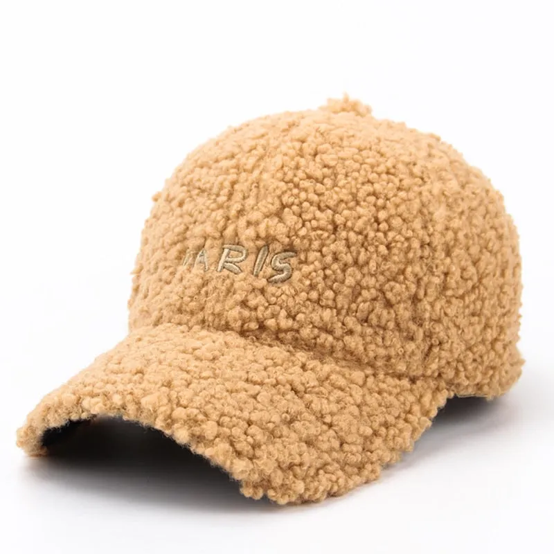 Baseball Cap For Women Paris Letter Hip Hop Cap Faux Mohair Velvet Hat