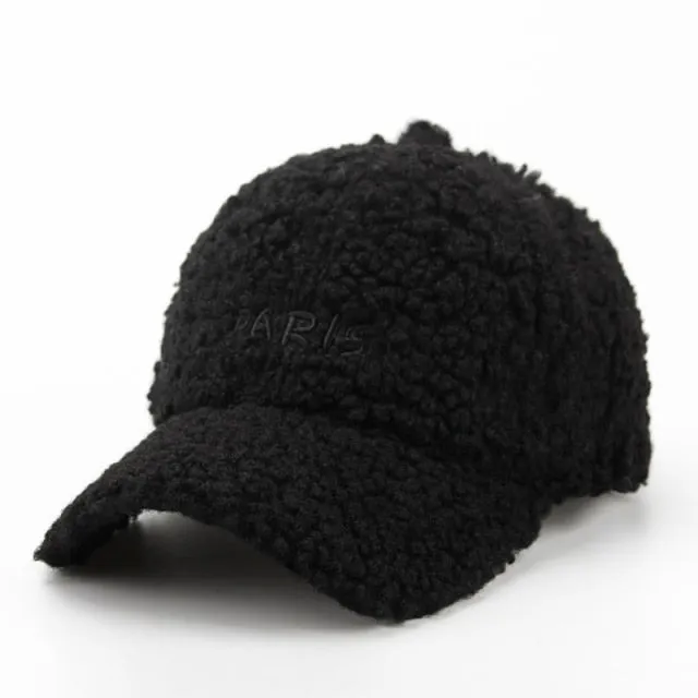 Baseball Cap For Women Paris Letter Hip Hop Cap Faux Mohair Velvet Hat