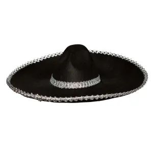 Black and Silver Sombrero for Adults