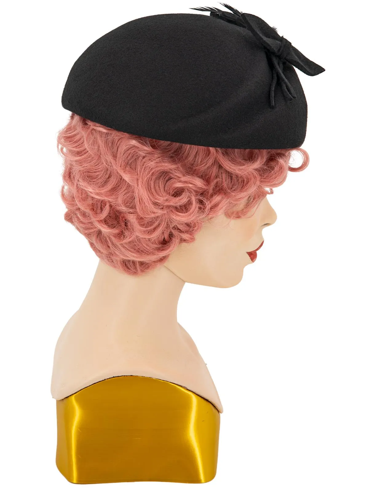 Black Vintage Style Felt Petal & Feather Hat