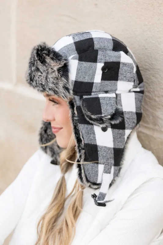 Bohemian Buffalo Plaid Winter Trapper Hat