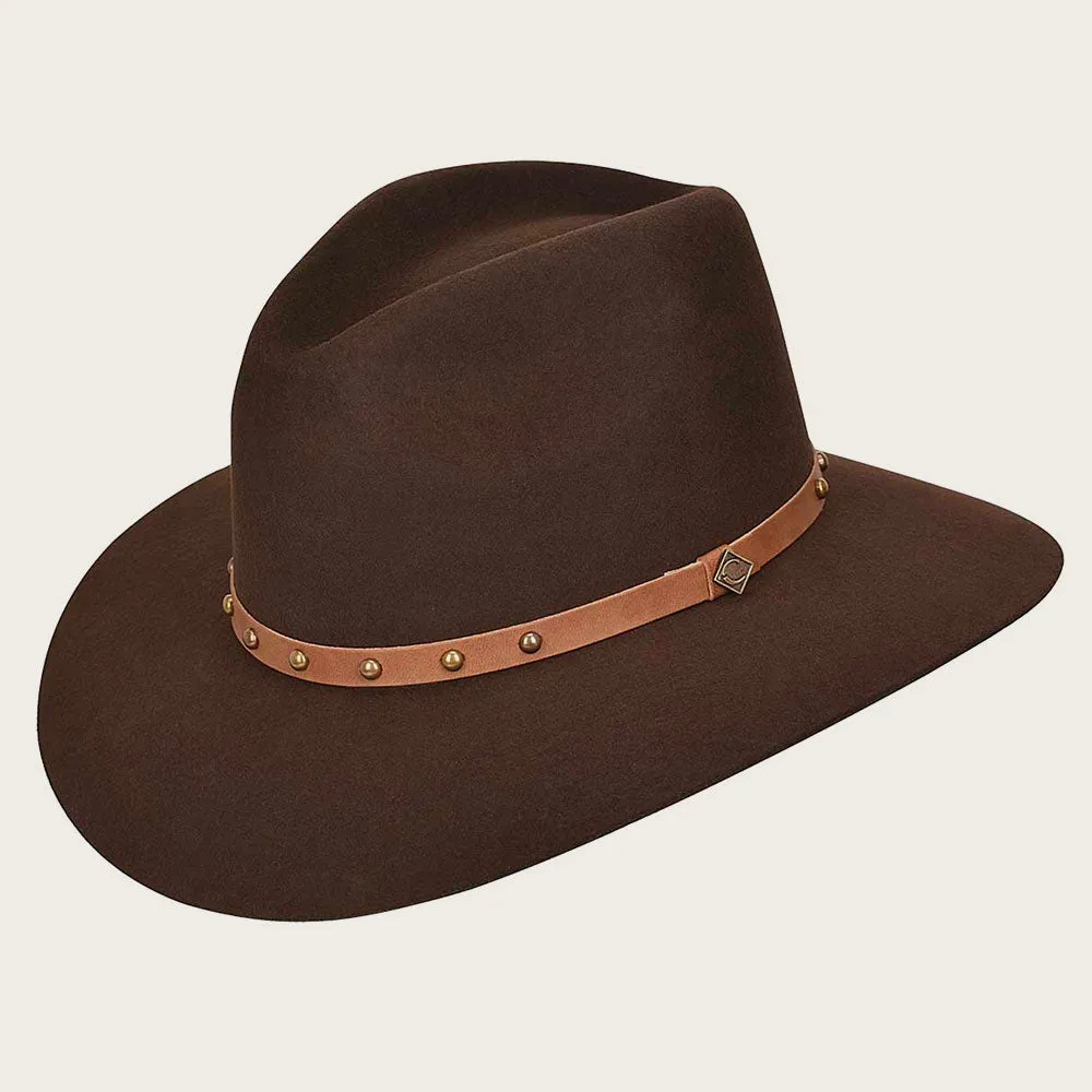 Chocolate Brown safari Wool Hat with leather headband