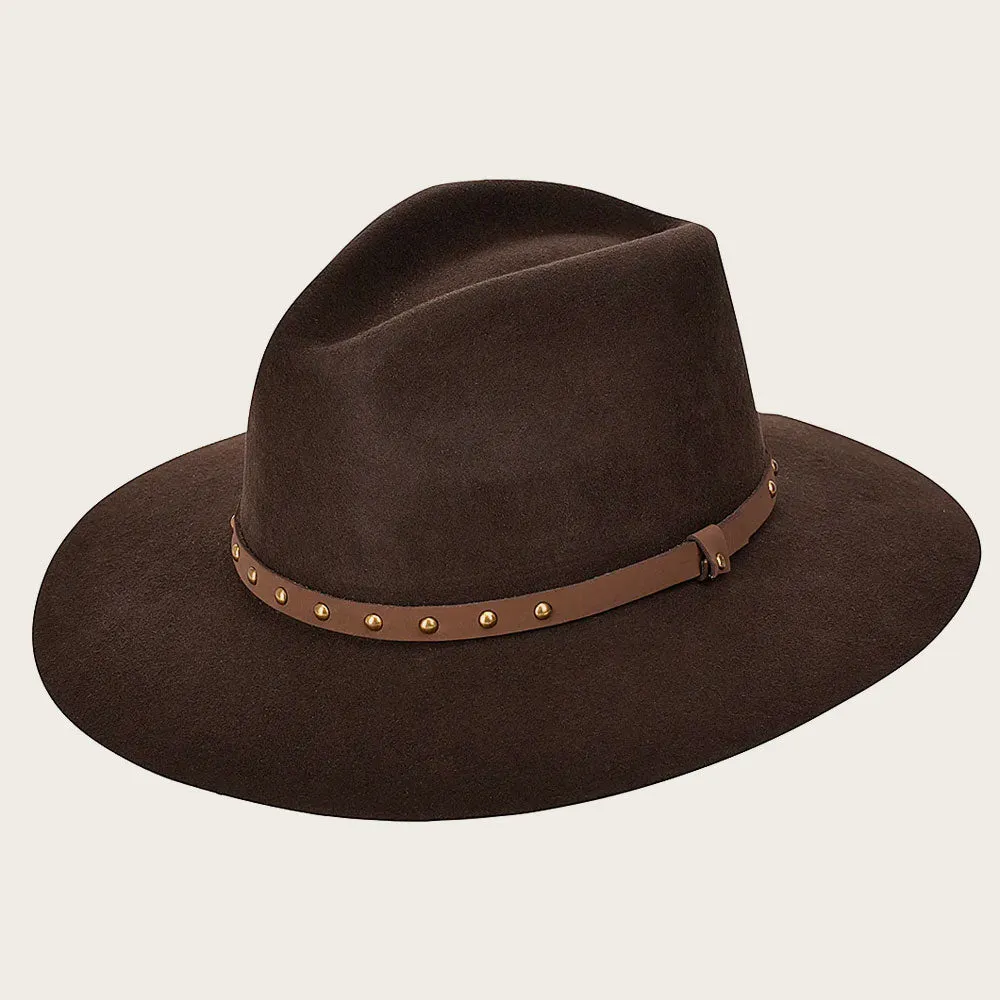 Chocolate Brown safari Wool Hat with leather headband