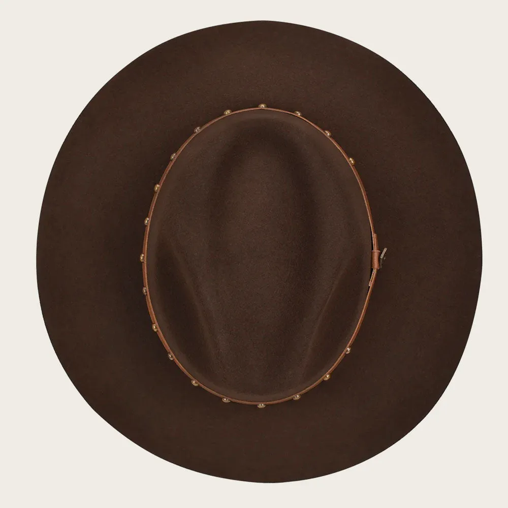 Chocolate Brown safari Wool Hat with leather headband