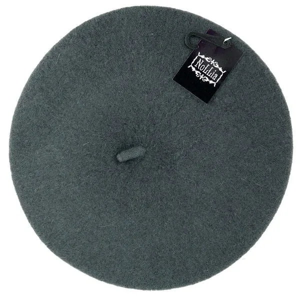 Classic Wool Beret in Dark Grey