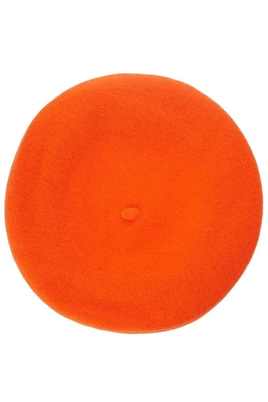 Classic Wool Beret in Orange