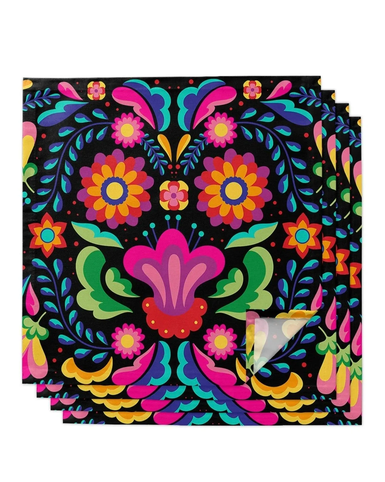 Colorful Day of the Dead Sombrero Cloth Napkins - Elegant Dining Pair for Celebrations