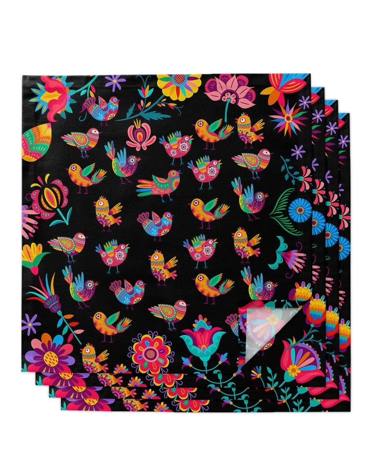 Colorful Day of the Dead Sombrero Cloth Napkins - Elegant Dining Pair for Celebrations