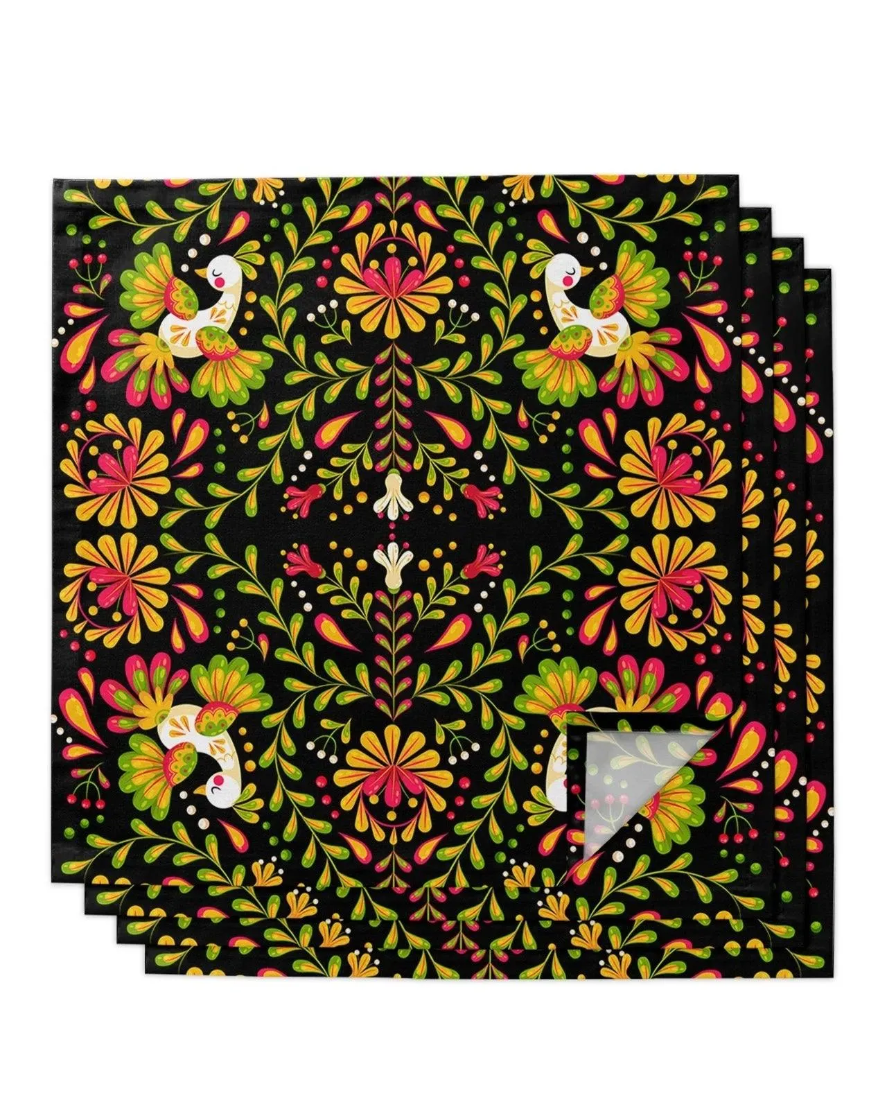 Colorful Day of the Dead Sombrero Cloth Napkins - Elegant Dining Pair for Celebrations