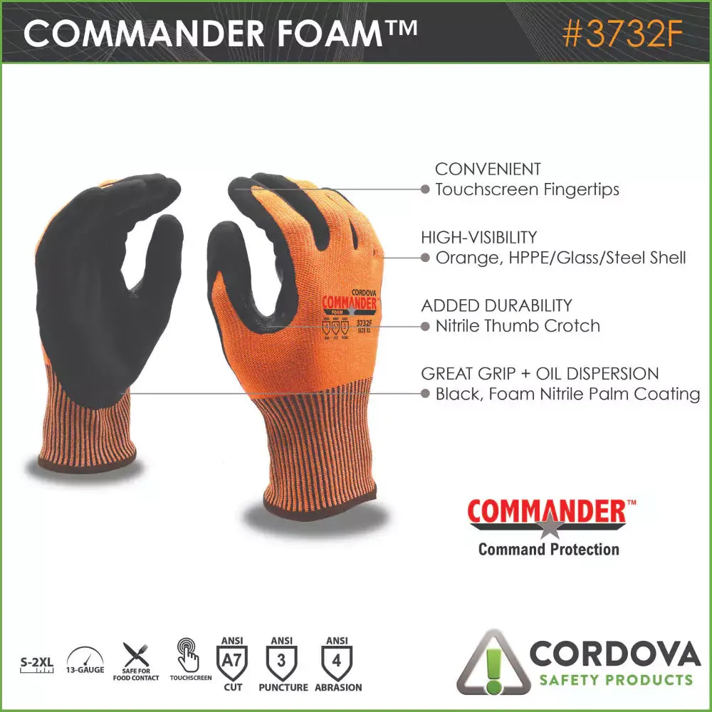 Cordova Safety Commander Foam Cut Resistant Gloves - 13-Gauge ANSI Cut Level A7