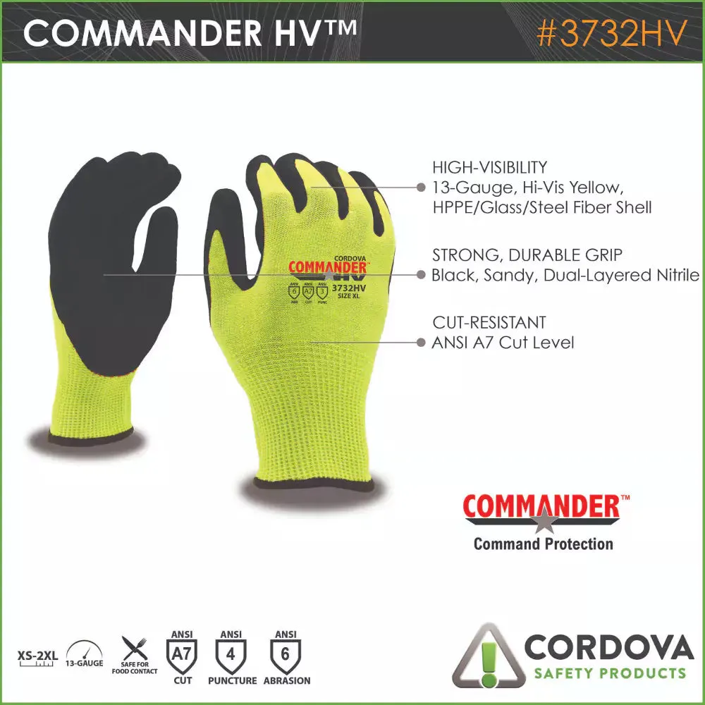 Cordova Safety Commander Foam Cut Resistant Gloves - 13-Gauge ANSI Cut Level A7