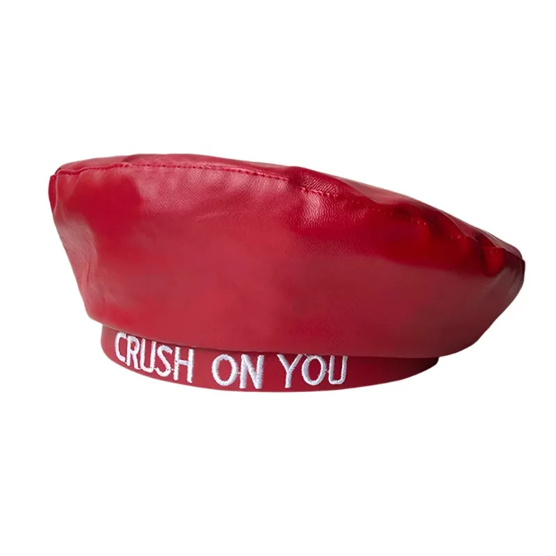 Crush On You Leather Beret Hat