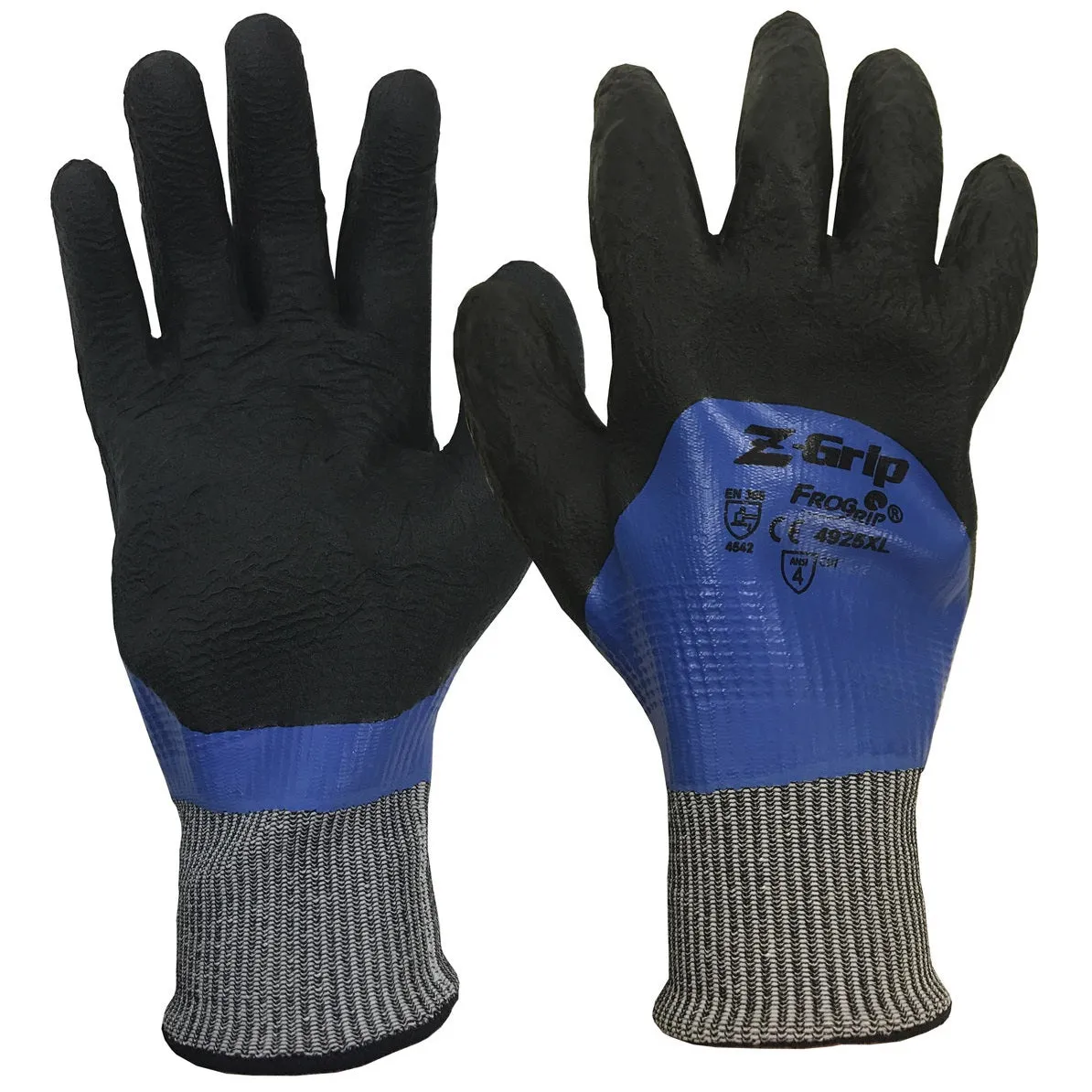 Cut & Liquid Resistant A4, Z-Grip Blue Nitrile Coated Double Dipped Gloves, 4925, 1 Pair