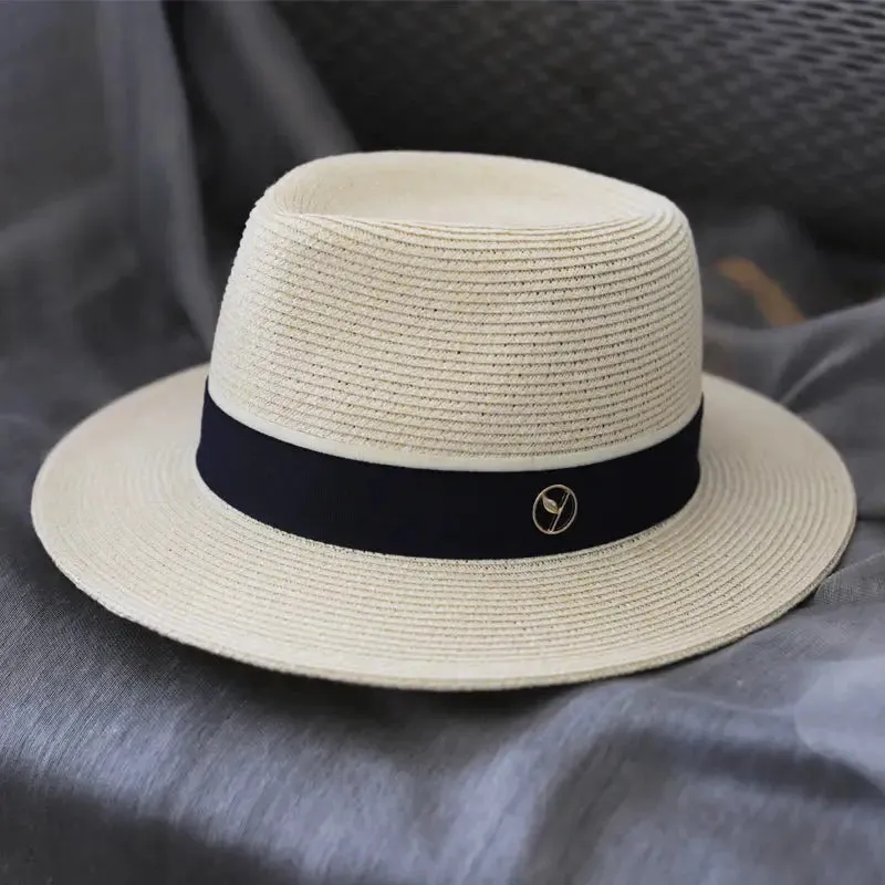 Designer New Natural Panama Soft Shaped Straw Hat Summer Women/Men Wide Brim Beach Sun Cap UV Protection Fedora Birthday Gift