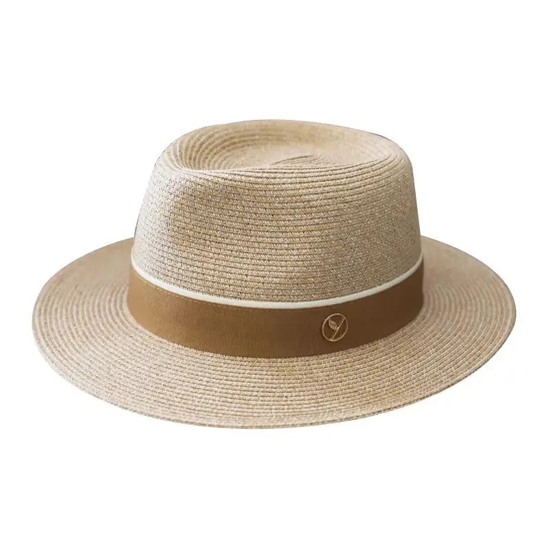 Designer New Natural Panama Soft Shaped Straw Hat Summer Women/Men Wide Brim Beach Sun Cap UV Protection Fedora Birthday Gift