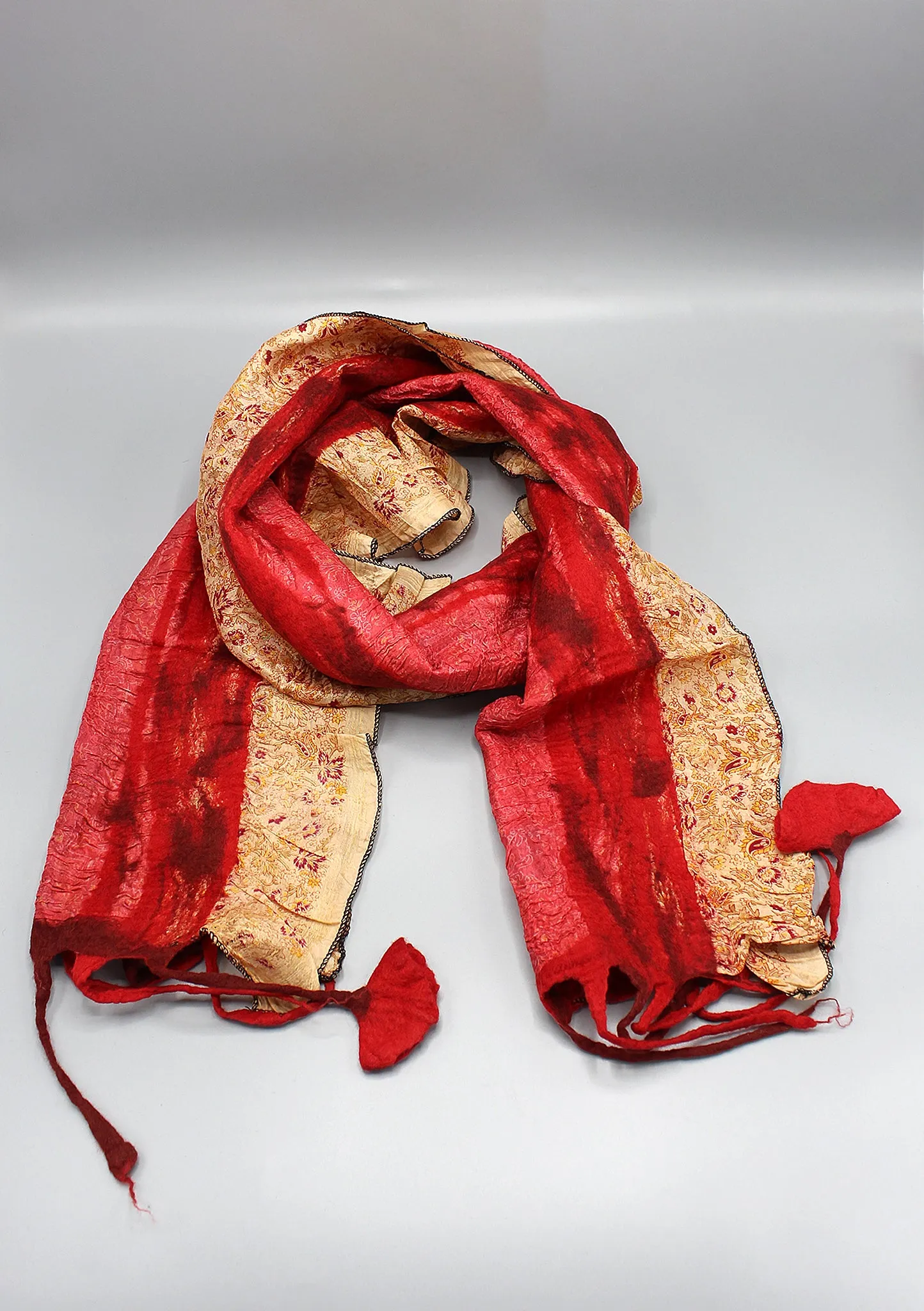 Eco Friendly Red Felt Wool Scarf