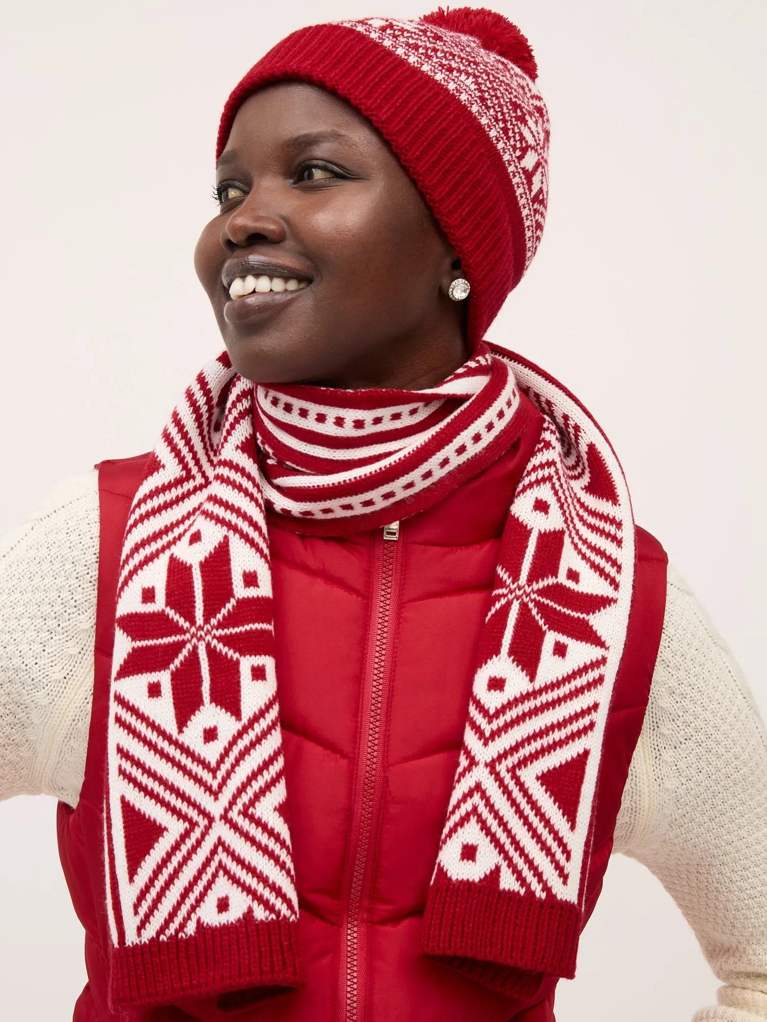 Fair Isle Pom-Pom Beanie Hat