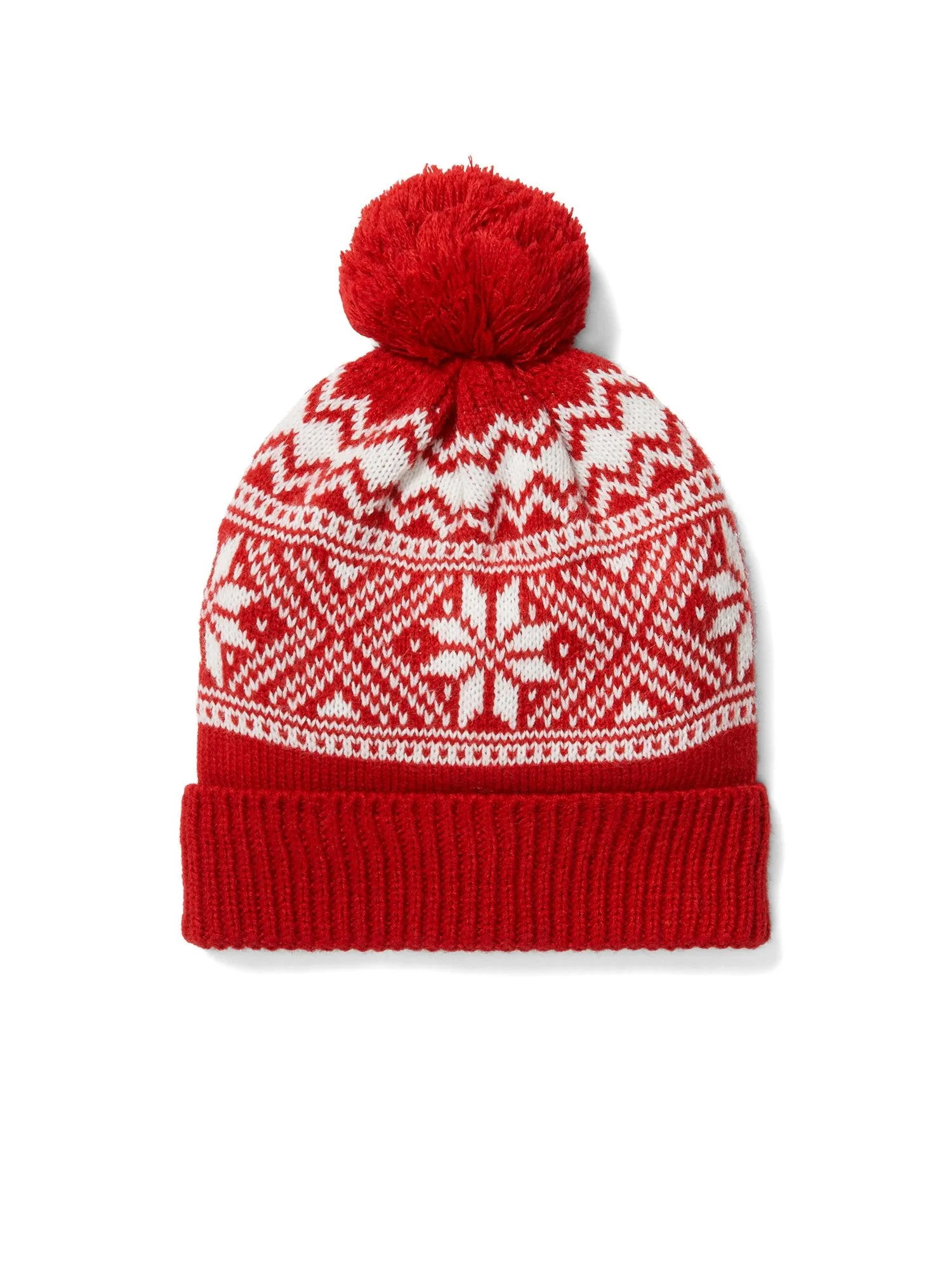 Fair Isle Pom-Pom Beanie Hat