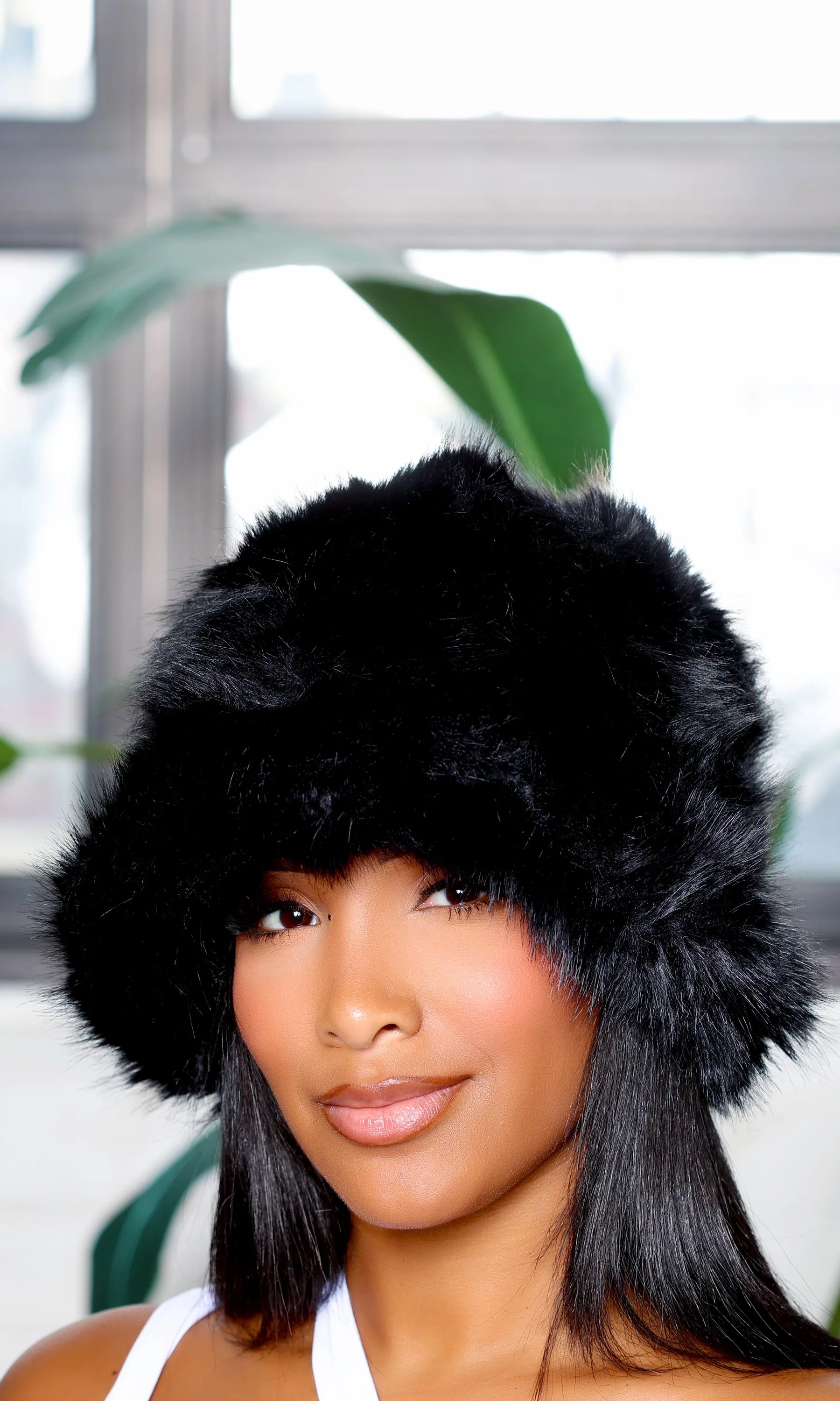 Faux Fur Hat - Black