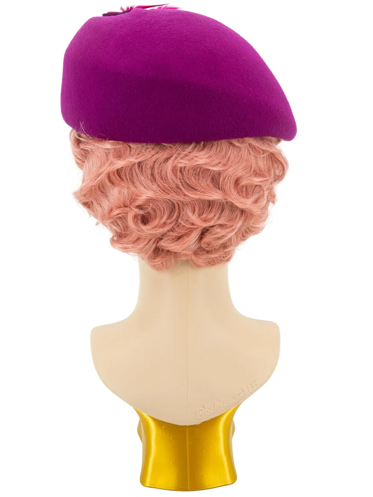 Fuchsia Pink Vintage Style Felt Petal & Feather Hat