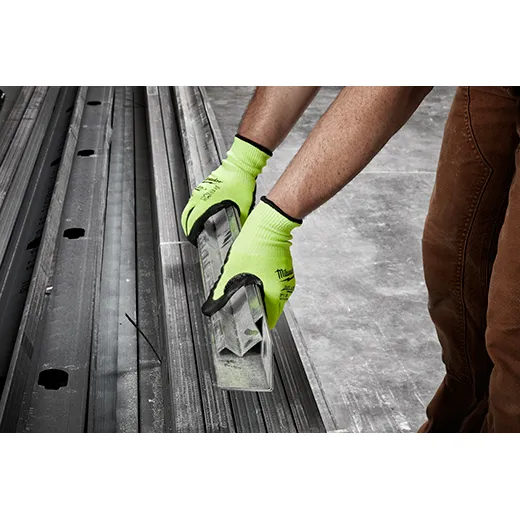 General Purpose Gloves - Milwaukee® High-Visibility Cut Level 3 Polyurethane Dipped Gloves, 48-73-893