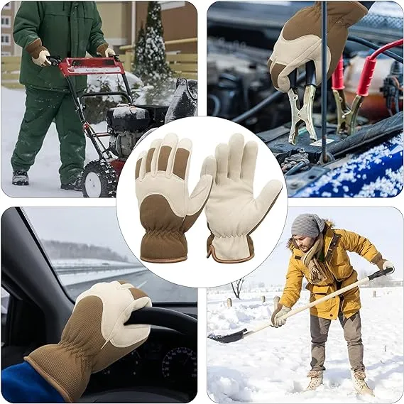 HANDLANDY Insulated Wear-Resistant Leather Work Gloves 12108