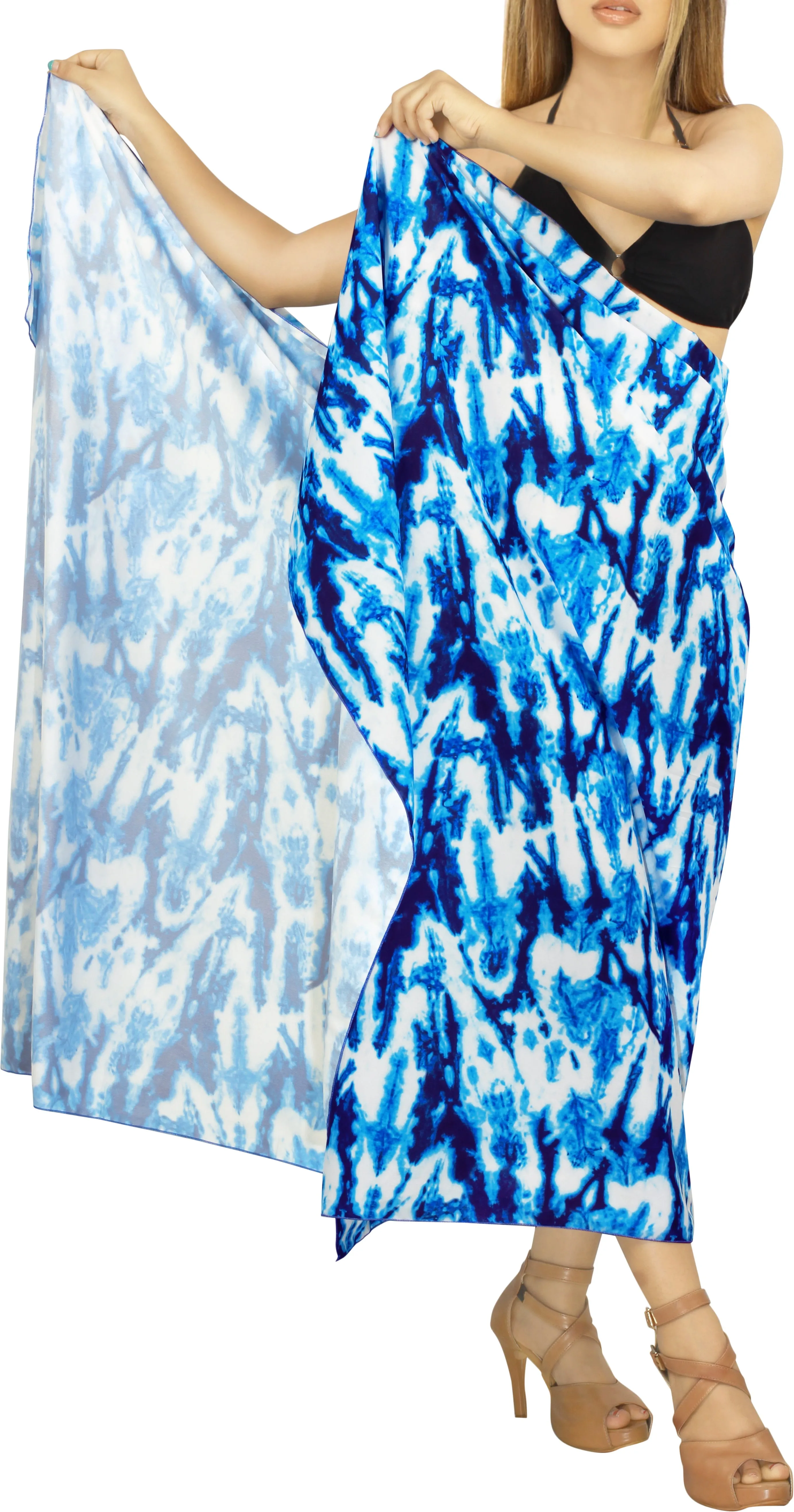 HAPPY BAY Women's Multi Wear Soft Blue Sarong Beach Wrap Full Size for Swim Wear