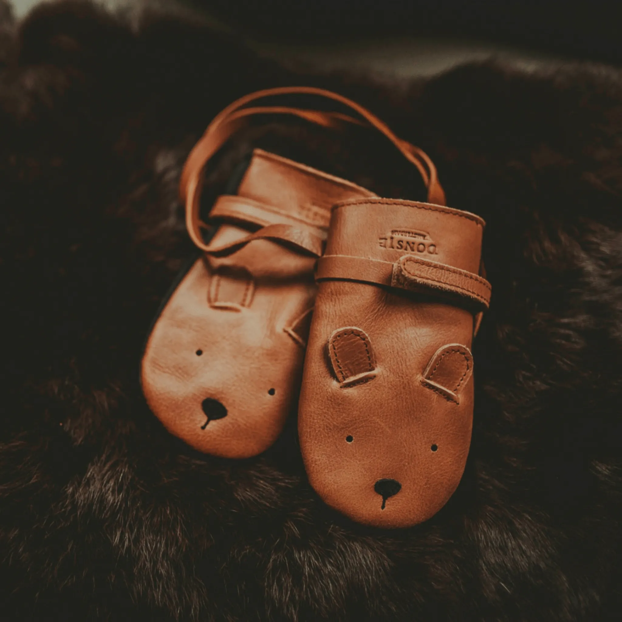 Kapi Classic Mittens Bear - Cognac Classic Leather