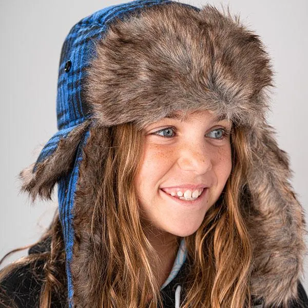 Kids Trapper Hat | Flannel | Blue PreOrder