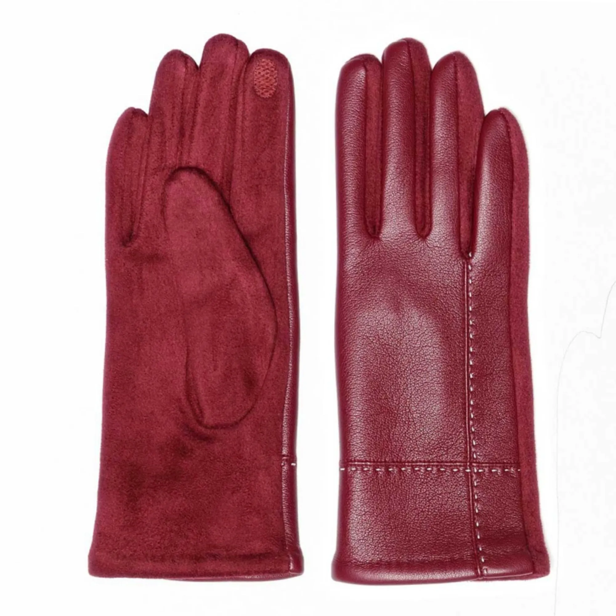 Le Luxe Collection Women's Faux Leather Stitch Detail Touch Screen Gloves