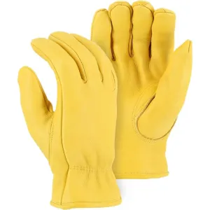 Leather Drivers Glove - Premium A-Grade Grain Elkskin, Winter Lined, Keystone Thumb, Shirred Back, Majestic (PK 12 Pairs)