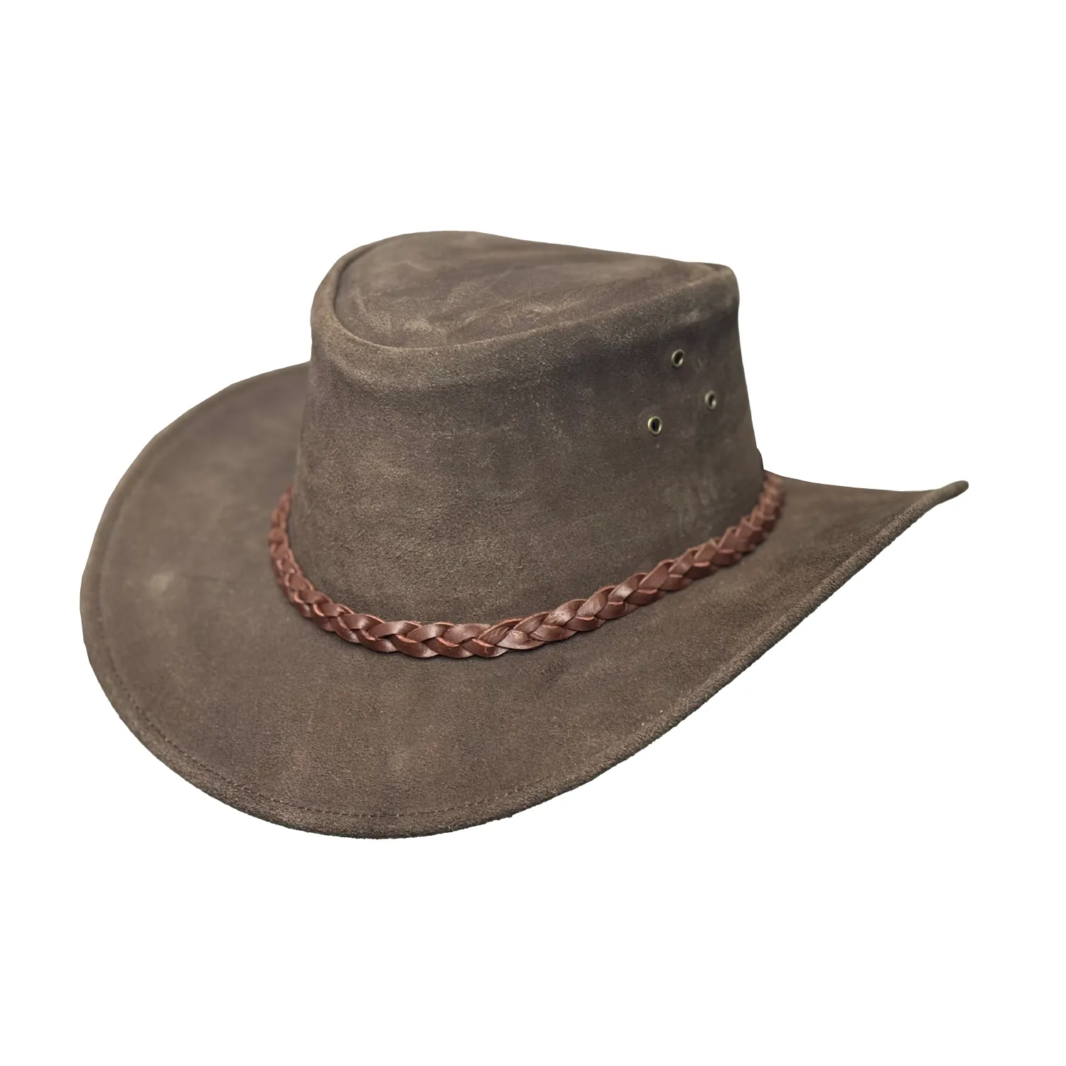 Lesa Collection Buttermere Leather Cowboy Hat for Men with Braided Band – Stylish Cowgirl Hat for Women with Shapeable Brim