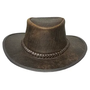 Lesa Collection Distressed Leather Cowboy Hat – Genuine Leather Western Hat for Men and Women with Rugged Style