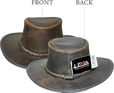 Lesa Collection Genuine Leather Western Hat for Men – Stylish Cowgirl Hat for Women with Braided Leather Band