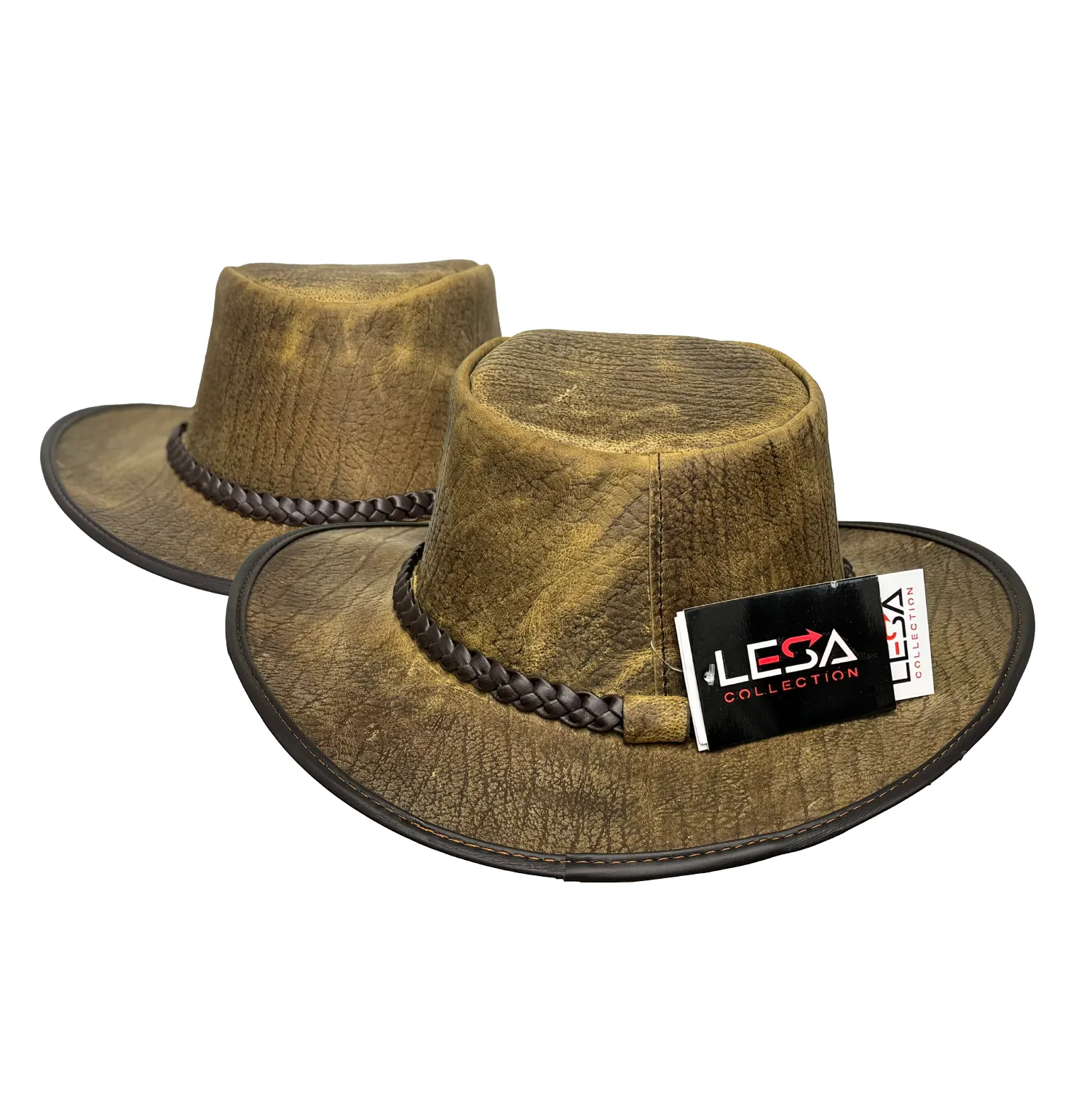 Lesa Collection Genuine Leather Western Hat for Men – Stylish Cowgirl Hat for Women with Braided Leather Band