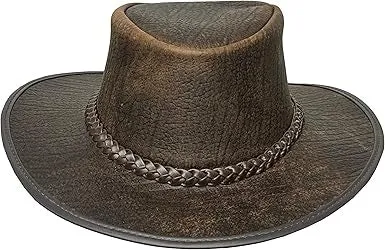 Lesa Collection Genuine Leather Western Hat for Men – Stylish Cowgirl Hat for Women with Braided Leather Band