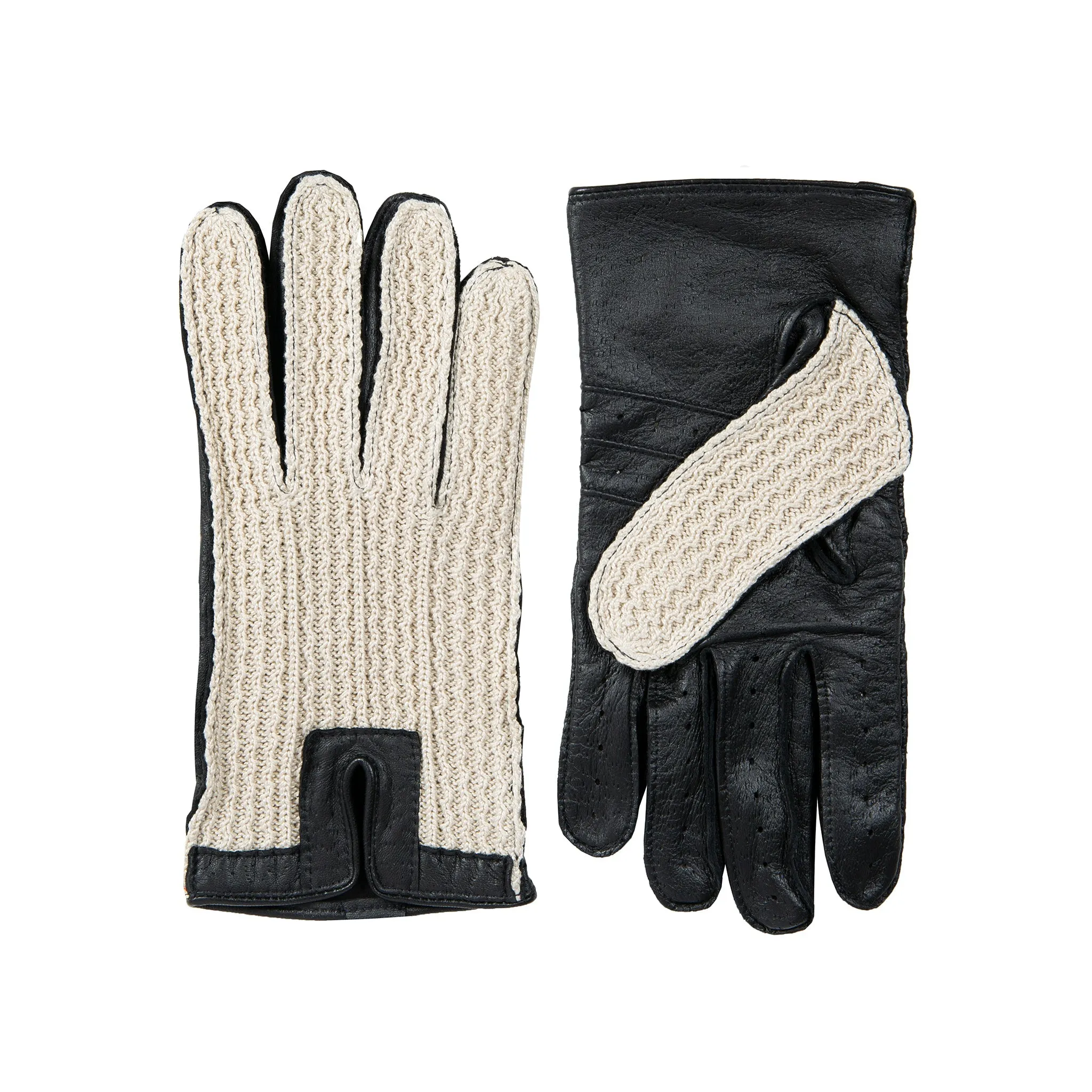 Men’s Crochet-Back Imitation Peccary Leather Driving Gloves