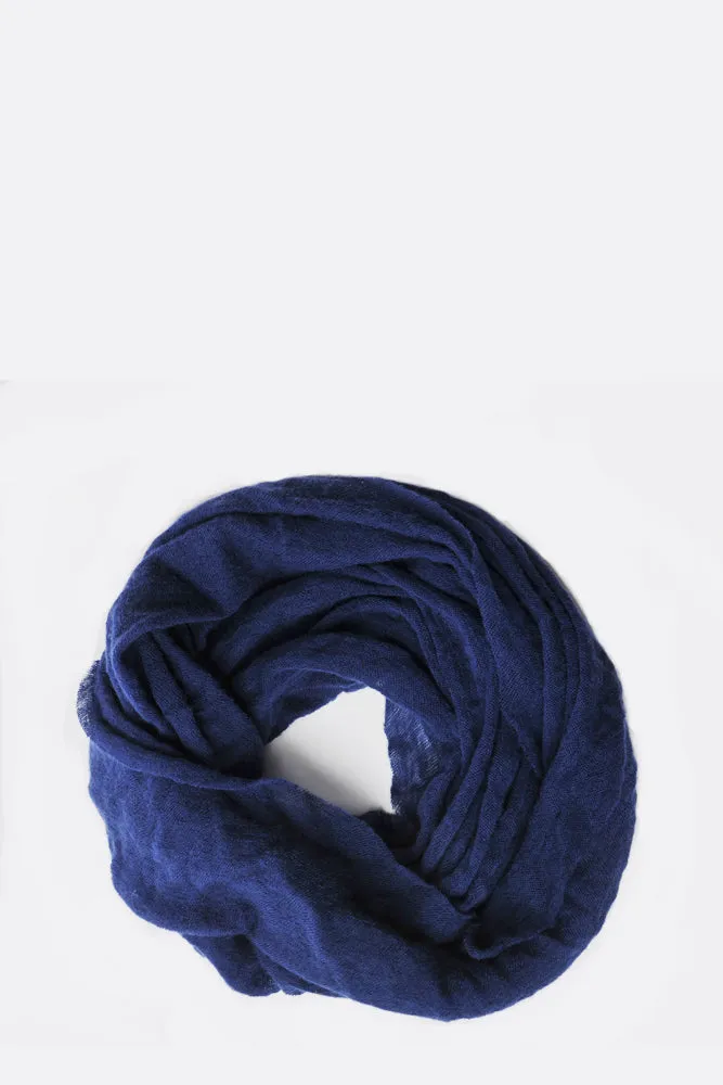 Navy Classic Knit Cashmere Tube Scarf