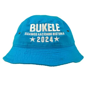 Nayib Bukele 2024 Embroidery Light Blue Bucket Hat - Unisex