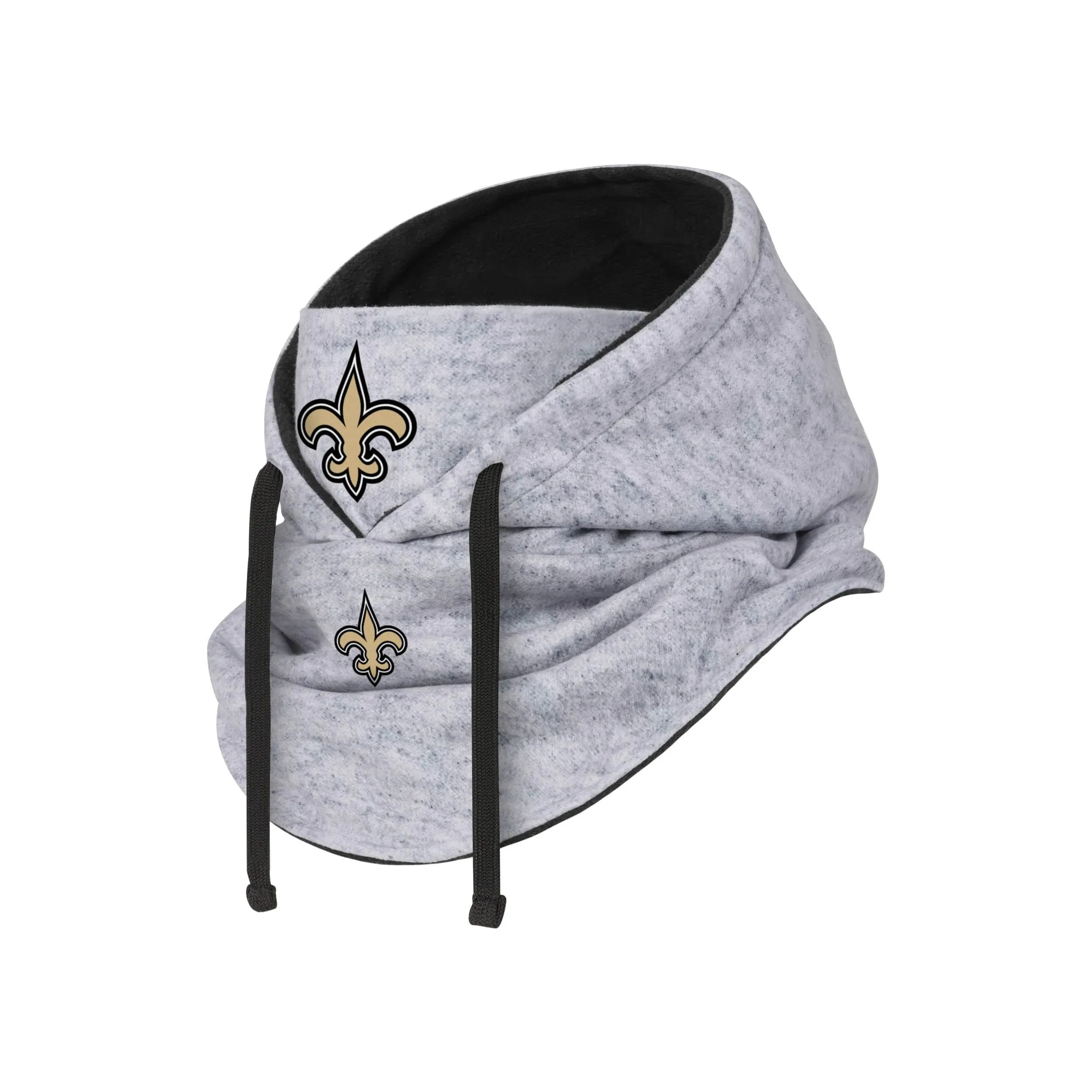 New Orleans Saints NFL Heather Gray Drawstring Hooded Gaiter Scarf