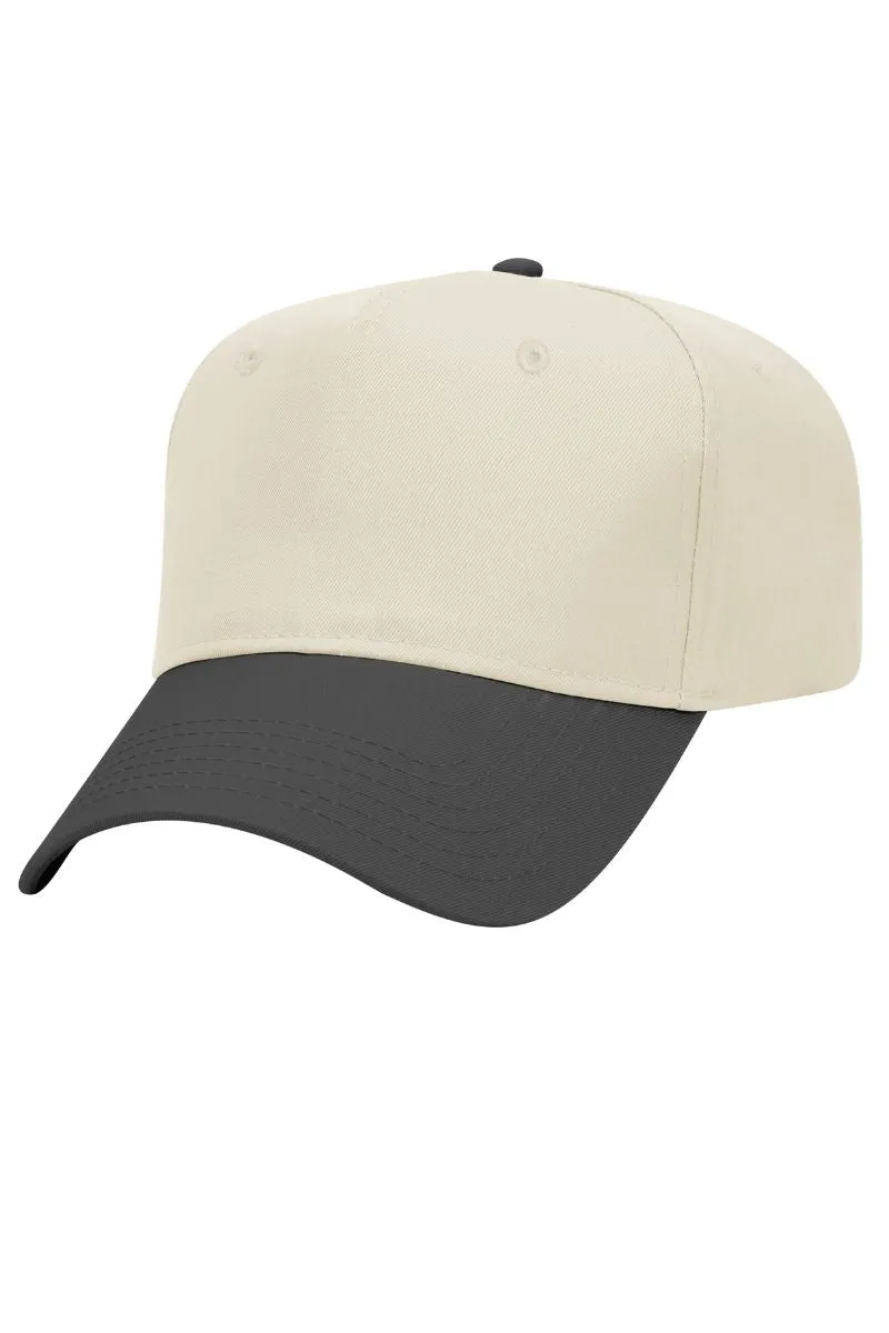 OTTO Black and Natural Crown Split Mid Profile Baseball Cap