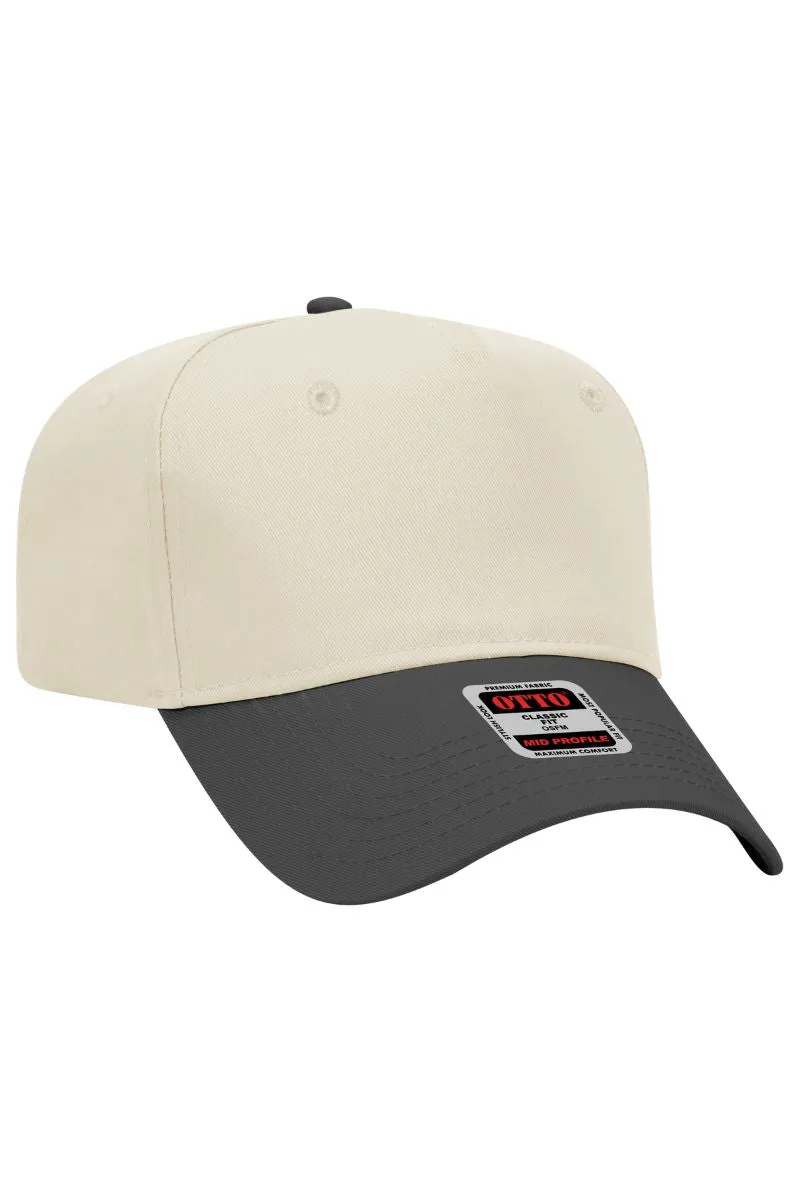 OTTO Black and Natural Crown Split Mid Profile Baseball Cap