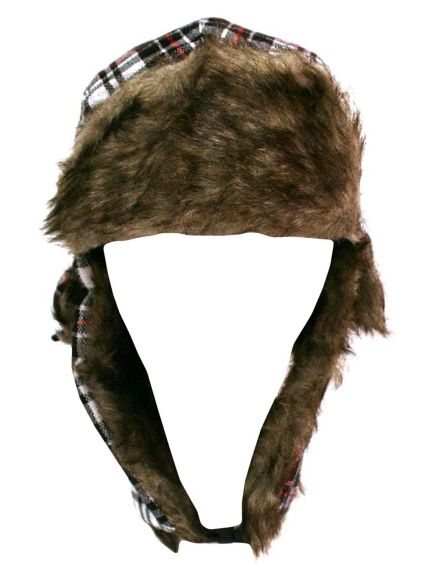 Plaid Faux Fur Lined Trapper Aviator Hat